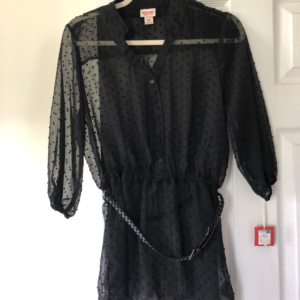 Black sheer polka top